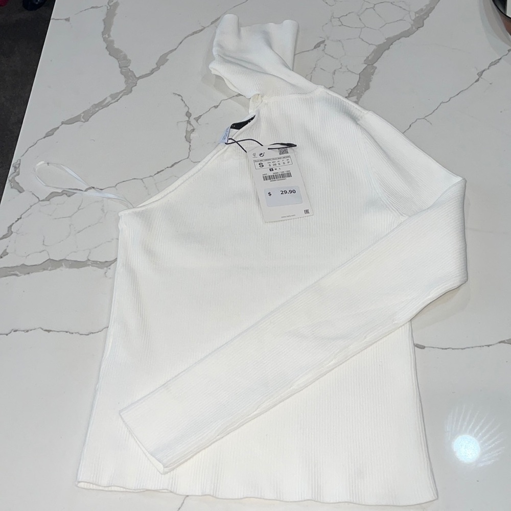 Zara one sleeved ribbed turtleneck